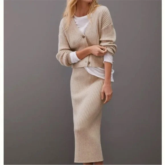 Anthropologie Blue Ribbed Sweater Set - Picture 6 of 6